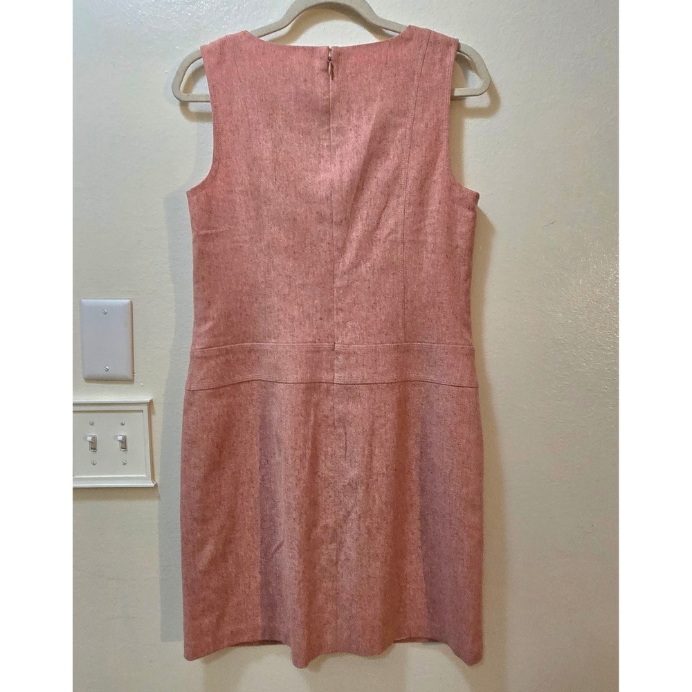 Ann Taylor LOFT Sheath Dress Size 8 Pink Wool Blend Tweed Sleeveless - Picture 3 of 11